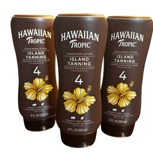 Hawaiian Tropic Island Tanning Sunscreen Lotion SPF 4  Lot of 3 UVB Reef Safe